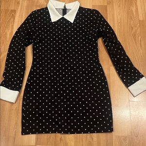 SHEIN Black and White Polka Dot Dress L